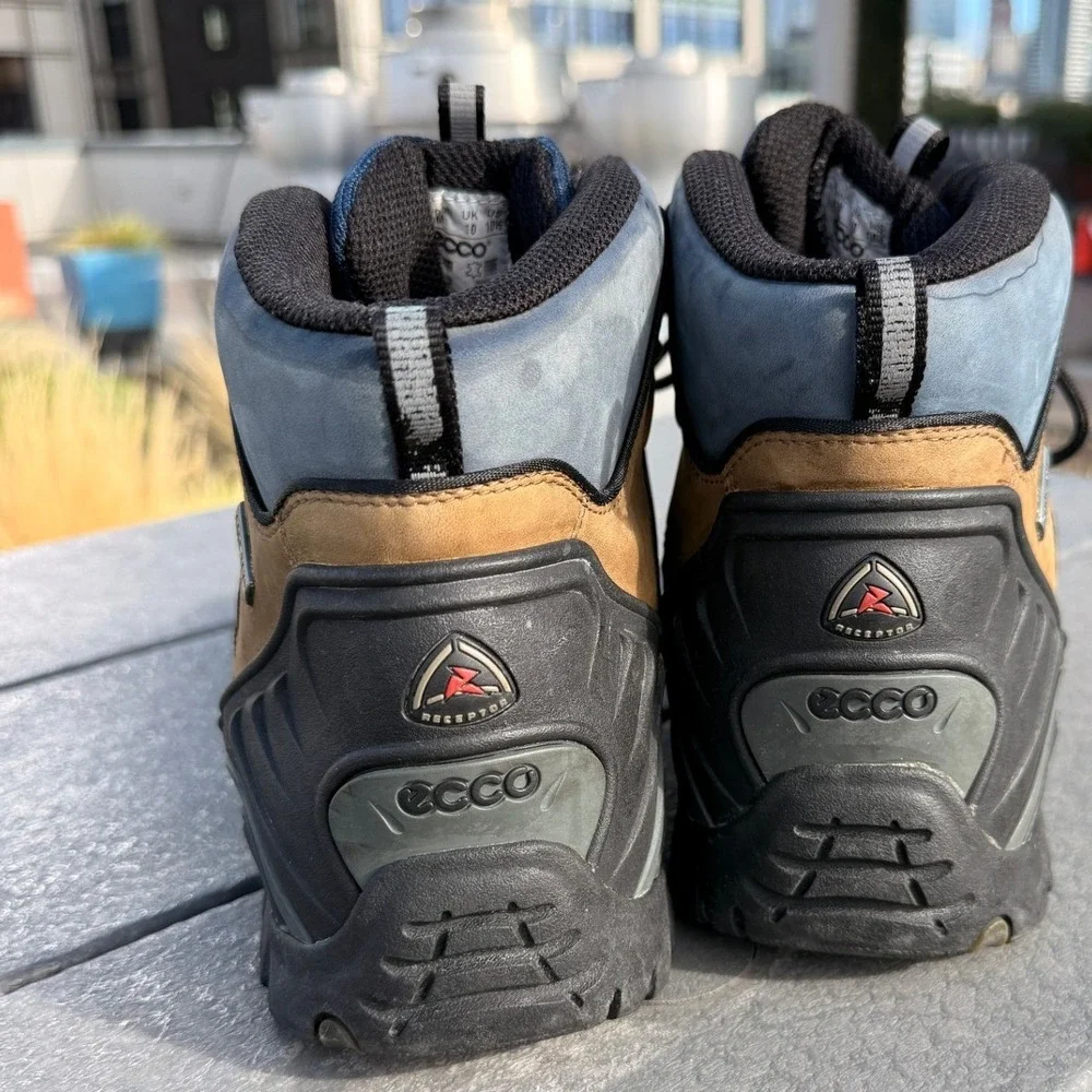ECCO Gore-Tex Hiking Boots Mens Size 10.5 Receptor Brown Blue Gorpcore Outdoors